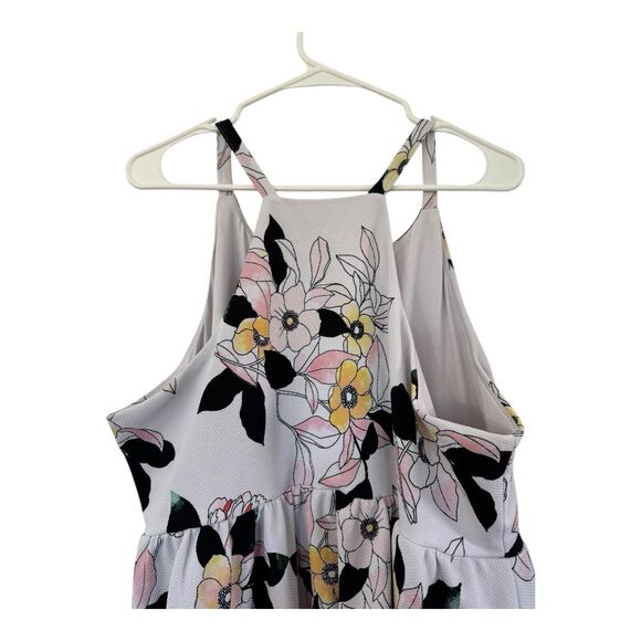 Torrid White Floral Textured Lined Knit High Neck Skater Dress Women's Size 2 - Picture 4 of 9